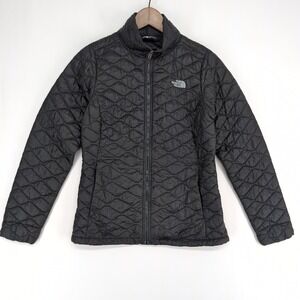 The North Face ThermoBall Jacket Womens S Black Quilted Puffer Full Zip